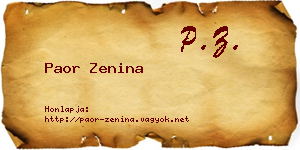Paor Zenina névjegykártya